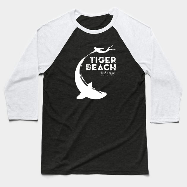 Shark Diving - Tiger beach, Bahamas Baseball T-Shirt by TMBTM